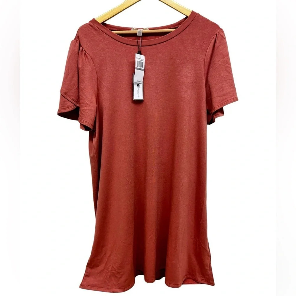 Cable & Gauge Short Sleeve Midi T-shirt Dress - Size 1X